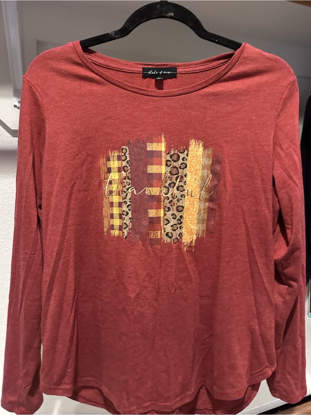 State of Mind Rust Red Long-Sleeve Graphic Tee